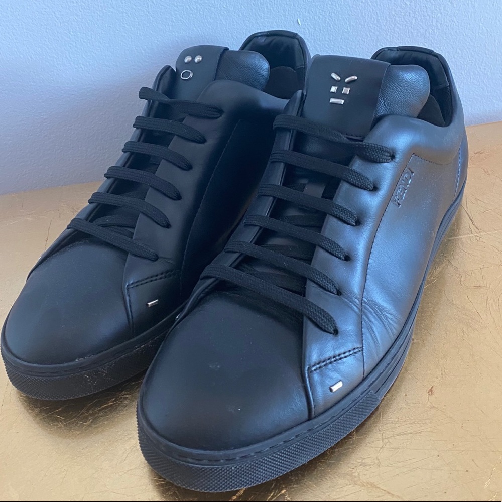 Fendi Men’s Black Leather Monster Sneakers